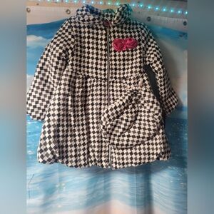 BizFete NWT Black White & Pink Winter‎ Jacket & Beret Girls Size 5